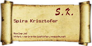 Spira Krisztofer névjegykártya